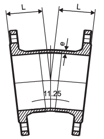 Διπλές συναρμολογήσεις σιδήρου φλαντζών όλκιές ακριβής διάσταση αγκώνων 11,25 βαθμού